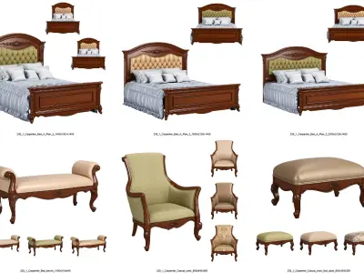 Carpenter 230-1 collection 94 items of classic furniture dark wood 3D model