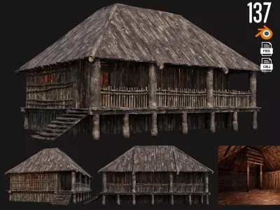 Old Wooden House 4K Textures GameReady 137 Low-poly 3D model