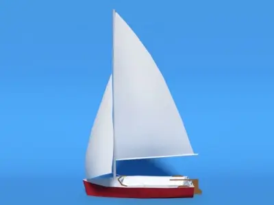 Low Poly Cartoon Javelin Dinghy Sailboat Low-poly 3D model