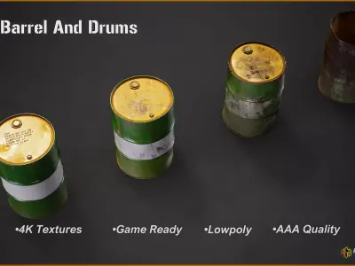 Oil Barrels and Drums Pack Low-poly 3D model