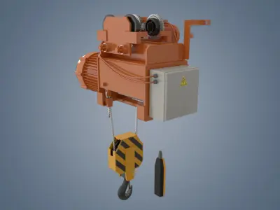 Electric crane hoist 3D model Low-poly 3D model