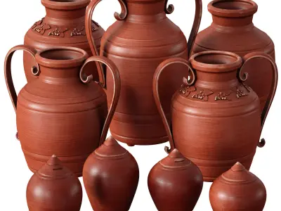 Clay vases pots jugs 3D model
