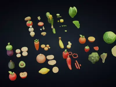 Fruits And Vegetables - Stylized Kitchen Pack - Part 14 Low-poly 3D model