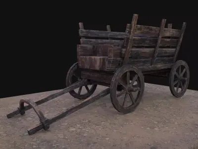 Medieval Carriage  Low-poly 3D model