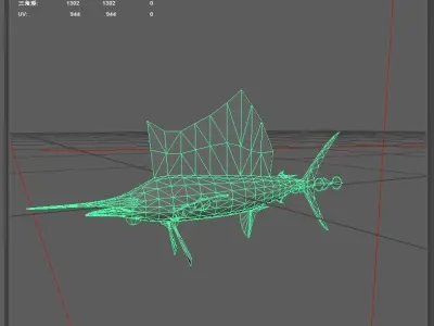 Sailfish Low-poly 3D model purchase