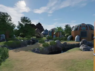 Tropical River Village 3D model
