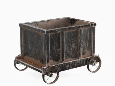 Old Mining Trolley 06 Low-poly 3D model