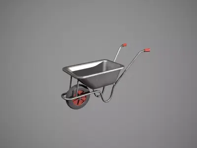 Metal - Red Wheelbarrow Low-poly 3D model