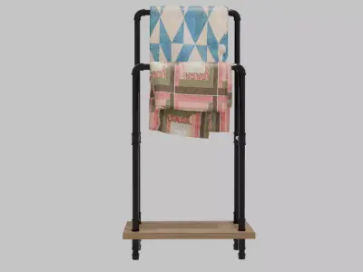 Industrial Pipe Fitting Quilt Stand Low-poly 3D model