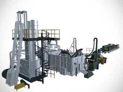 Aluminum Wire Casting Machine Aluminum Melting Furnace Low-poly 3D model