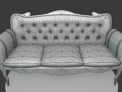 Vintage Wooden Sofa Low-poly 3D model
