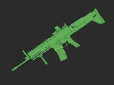 Scar Assault Rifle Highly Optimised Low-poly 3D model
