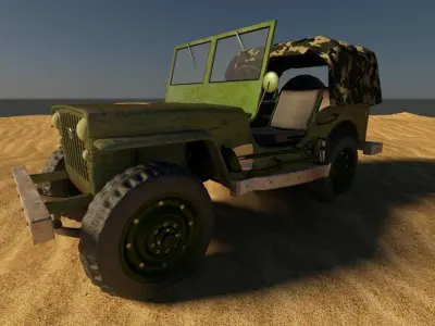 military-jeep military jeep in desert 3D model