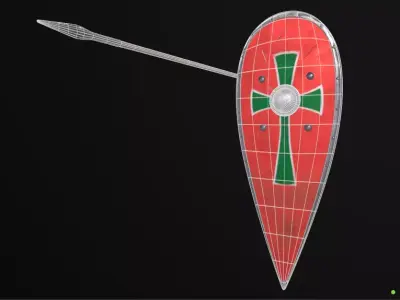 shield with cross Low-poly 3D model