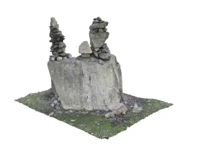 Korea moss valley stone tower 3D model