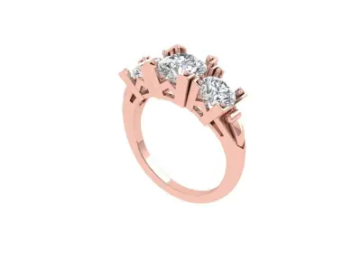 3 Stone Art Deco Ring 3D print model shop