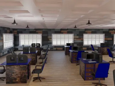 Office Interior Low-poly 3D model buy