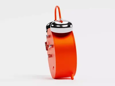 Red Alarm Clock - Twin Bell Analog Clock - Rigged 3D model