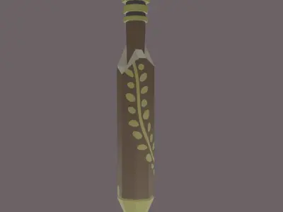 Low Poly wooden magic wand with crystals games ready  Low-poly 3D model