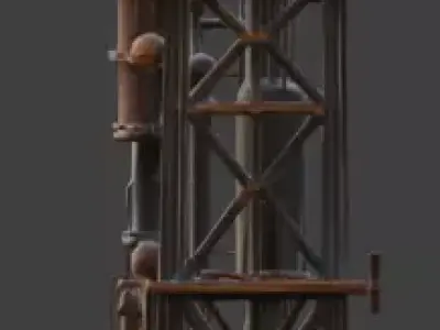 Steampunk Victorian Industrial Energy Tower 3D Model Low-poly 3D model