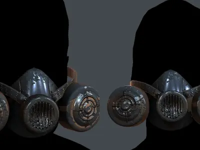 Gas mask helmet 3d model scifi Low-poly Low-poly 3D model Low-poly 3D model purchase
