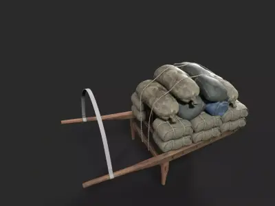 Wooden Cart Low-poly 3D model purchase