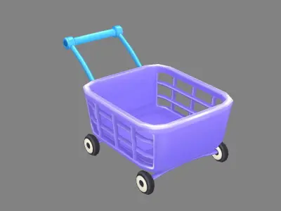 Cartoon Shopping basket - shopping cart Low-poly 3D model
