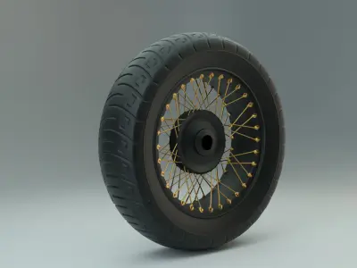 Motorcycle Spoke Wheel 3D model