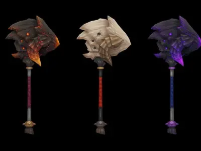 Volcano King Hammer Low-poly 3D model