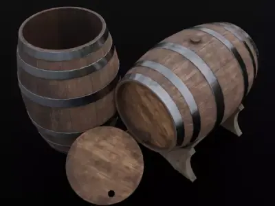 Wood-Barrel LowPoly wooden wine barrel Free low-poly 3D model