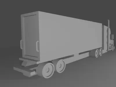 Truck with Flatbed Trailer 3D model without texture 3D model