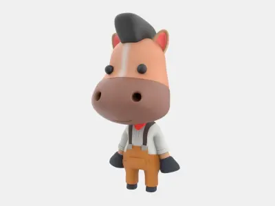 Cute Horse 3D Illustration 3D model buy