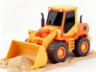 Beach Construction Bulldozer 3D Model Low-poly 3D model