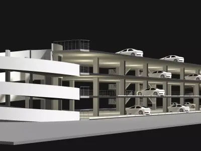 Parking garage building in section cut 25-16 3D model