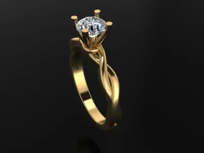 Antique Dainty Twist Round Diamond Engagement Ring 3D print model purchase