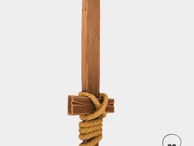 Stylized Wooden Sword Low-poly 3D model