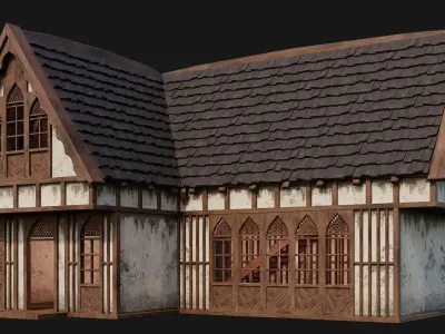 Old Medieval House Building 4K Textures GameReady 189 Low-poly 3D model