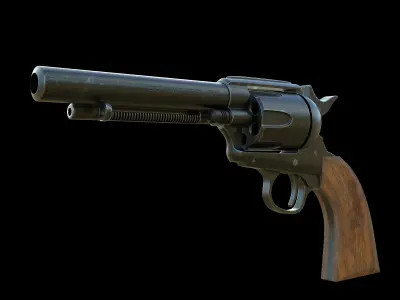 revolver Low-poly 3D model 7