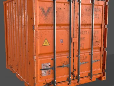 PBR 10 ft Storage Container - Orange Low-poly 3D model