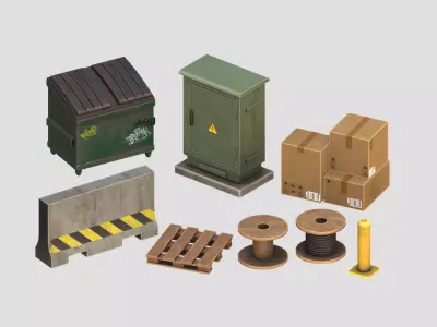 Urban Props Industrial Street Assets Low-poly 3D model