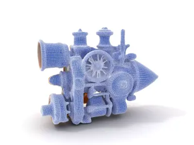 Steampunk Engine Model Pack for Fantasy Environments Low-poly 3D model