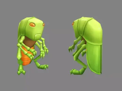 Cartoon grasshopper Low-poly 3D model