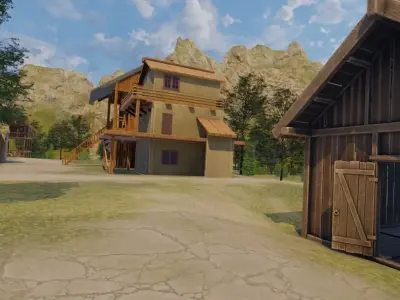 Medieval River Village 3D model