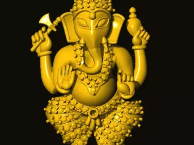 ganesh golden statue of lord ganesha 3D print model