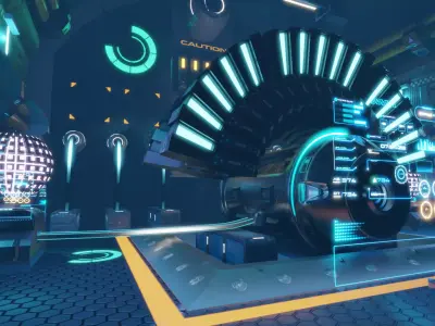 Futuristic Sci-Fi Generator Room Low-poly 3D model