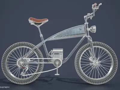 Electric Mountain Bicycle Low-poly 3D model