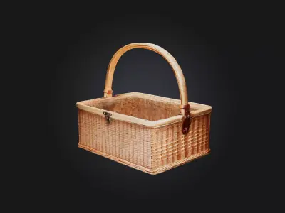 Wicker Picnic Basket Low-poly 3D model