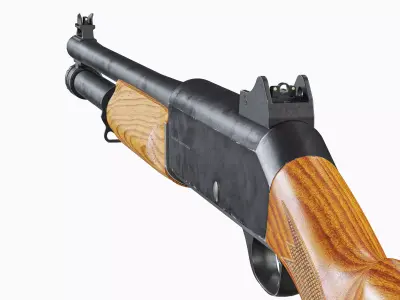 Benelli M4 Wooden Modular Shotgun Low-poly 3D model