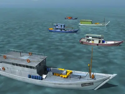 Asian Fishing Boats 3D model