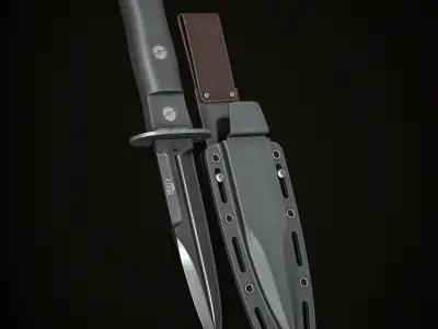 Military Knife Low-poly 3D model 2